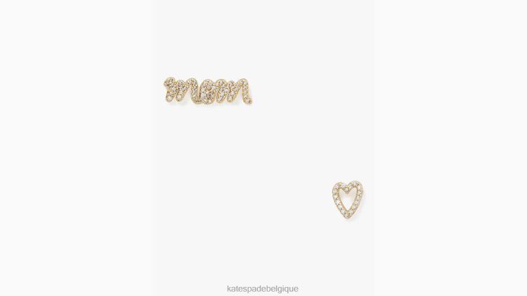 je t'aime, maman en boîte pavée de clous asymétriques Kate Spade femmes accessoires D82881145 clair/or