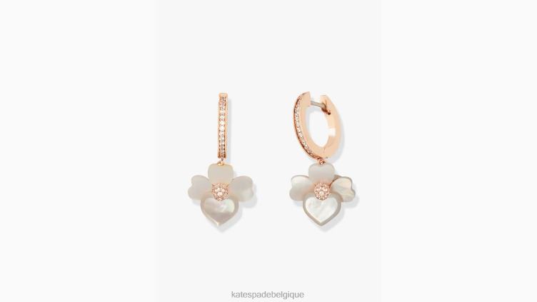 mini-créoles à gouttes pavées de pensées précieuses Kate Spade femmes accessoires D82881080 crème multi/or rose