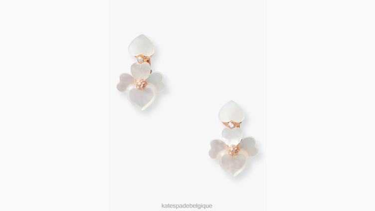 pendants d'oreilles à clip et pensée précieuse Kate Spade femmes accessoires D82881114 crème multi/or rose