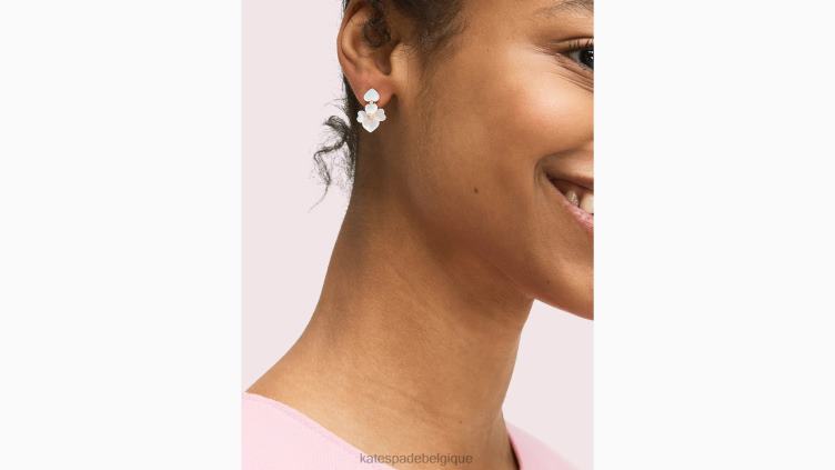 pendants d'oreilles à clip et pensée précieuse Kate Spade femmes accessoires D82881114 crème multi/or rose