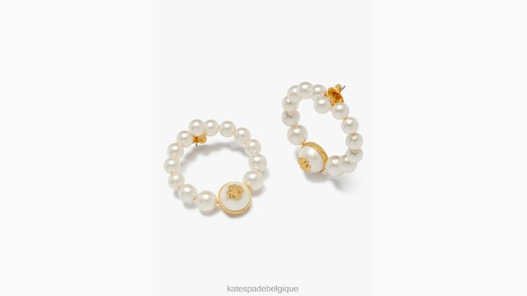 perles sur des cerceaux de perles Kate Spade femmes accessoires D82881218 crème/or