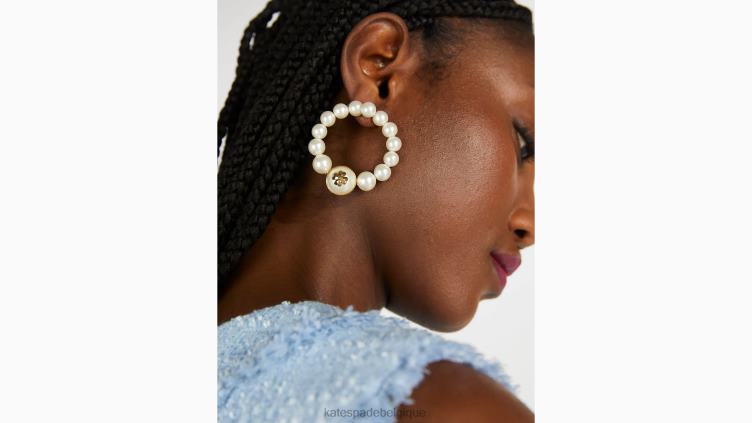 perles sur des cerceaux de perles Kate Spade femmes accessoires D82881218 crème/or