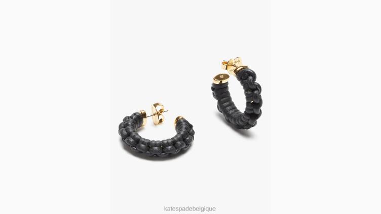 petites créoles en cuir de bohème Kate Spade femmes accessoires D82881238 noir