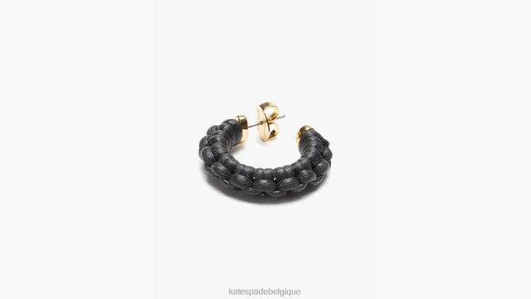 petites créoles en cuir de bohème Kate Spade femmes accessoires D82881238 noir