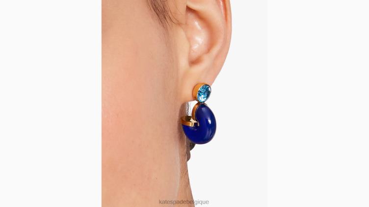 voir des boucles d'oreilles à rayures Kate Spade femmes accessoires D8288970 bleu marine multicolore