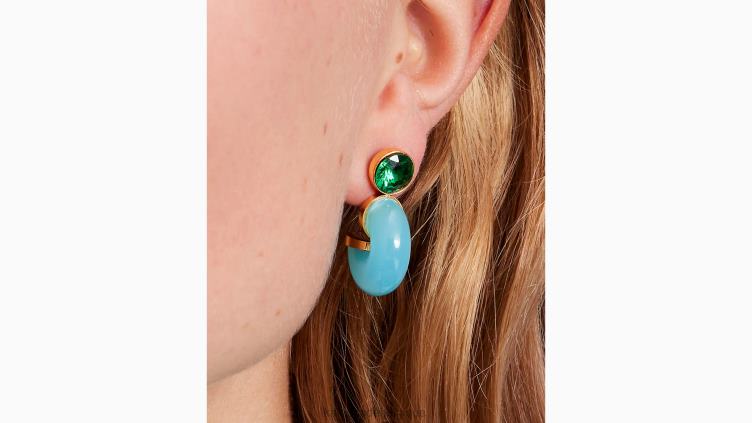 voir des boucles d'oreilles à rayures Kate Spade femmes accessoires D8288975 vert multicolore