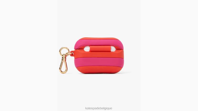 coque airpods en silicone à rayures bord de mer Kate Spade femmes accessoires D82881271 rose saumon multicolore