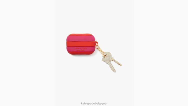 coque airpods en silicone à rayures bord de mer Kate Spade femmes accessoires D82881271 rose saumon multicolore