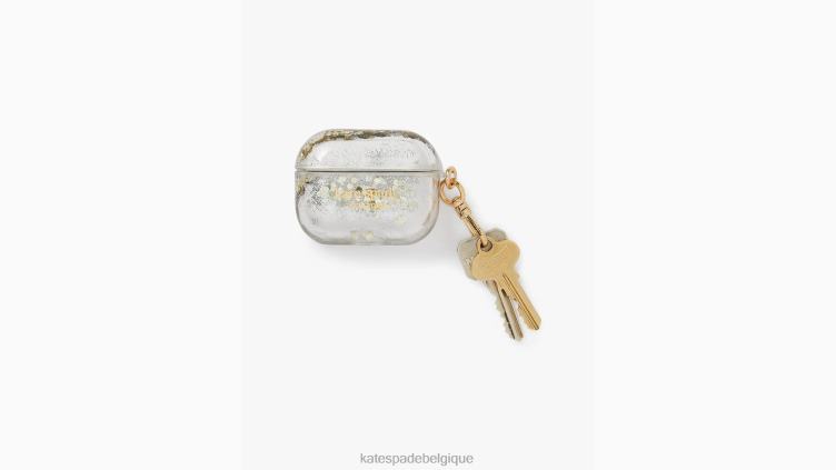 coque airpods pro à paillettes liquides nacrées et pavées Kate Spade femmes accessoires D82881451 halo blanc