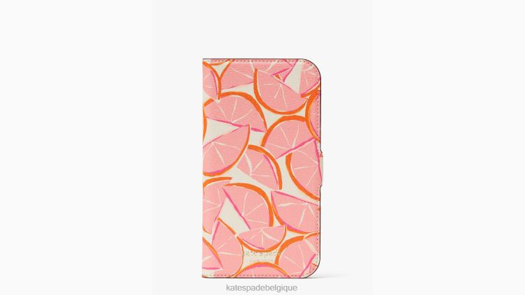 coque folio magnétique pour iphone 13 pro max pamplemousse spencer Kate Spade femmes accessoires D82881422 rose multicolore