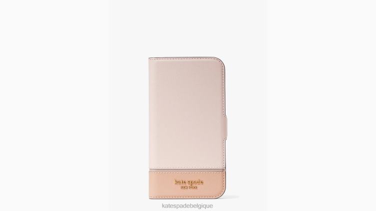 coque folio magnétique pour iphone 13 pro morgan color block Kate Spade femmes accessoires D82881372 cornouiller pâle multi