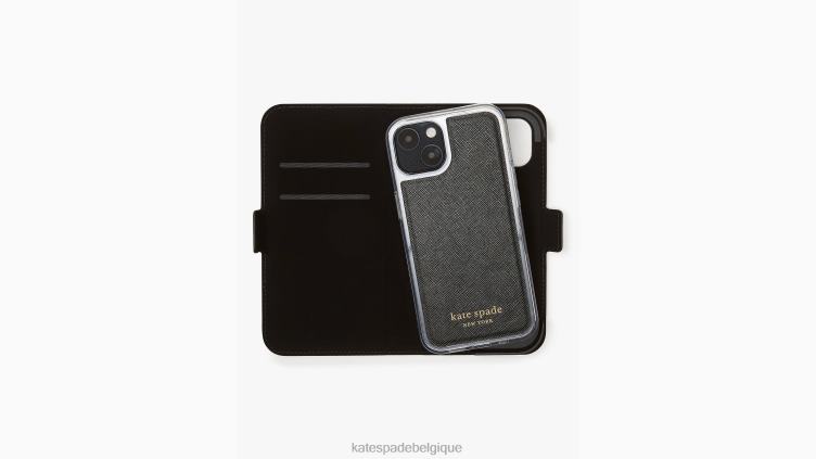 coque folio magnétique pour iphone 13 spencer Kate Spade femmes accessoires D82881407 beige chaud/noir