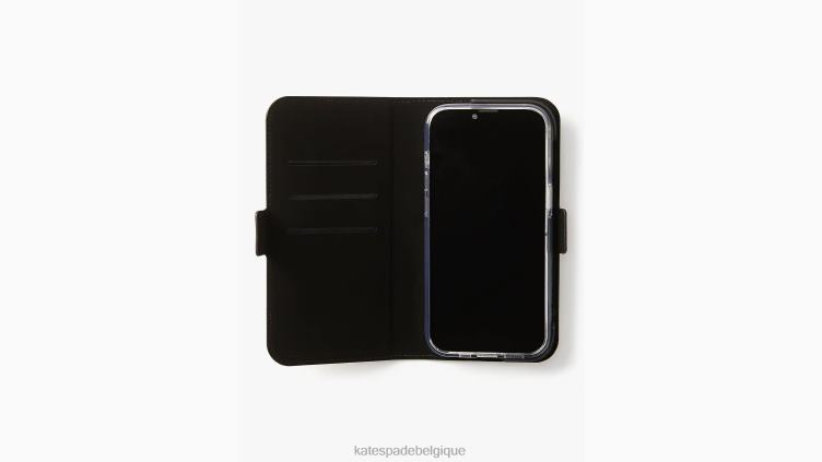coque folio magnétique pour iphone 14 pro morgan color block Kate Spade femmes accessoires D82881307 café moka multi