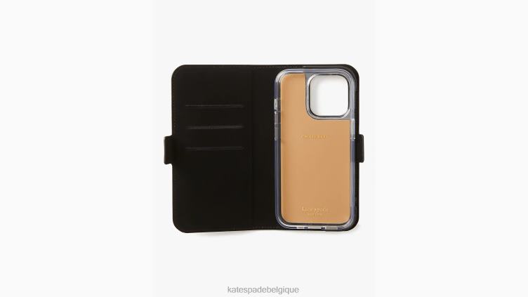 coque folio magnétique pour iphone 14 pro morgan color block Kate Spade femmes accessoires D82881307 café moka multi
