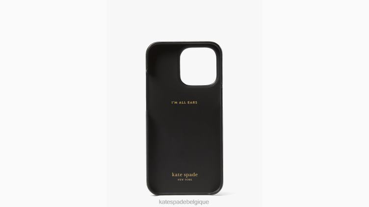 coque iphone 13 pro en cuir saffiano avec support avec anneau Kate Spade femmes accessoires D82881446 noir