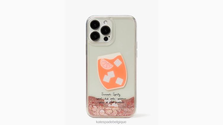 coque iphone 13 pro max à paillettes liquides campari Kate Spade femmes accessoires D82881405 pêche multi