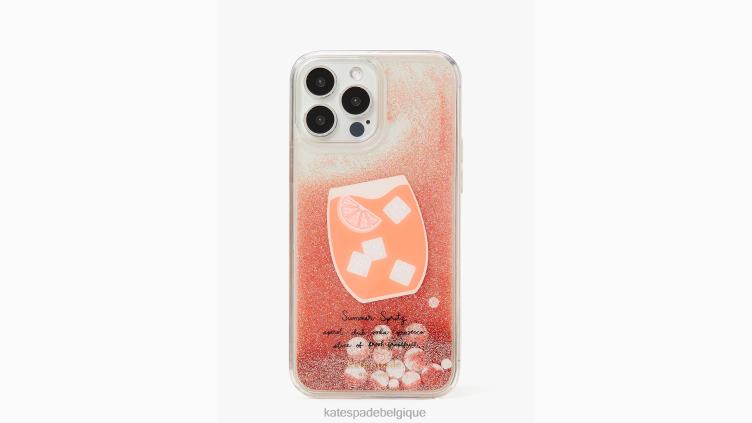 coque iphone 13 pro max à paillettes liquides campari Kate Spade femmes accessoires D82881405 pêche multi