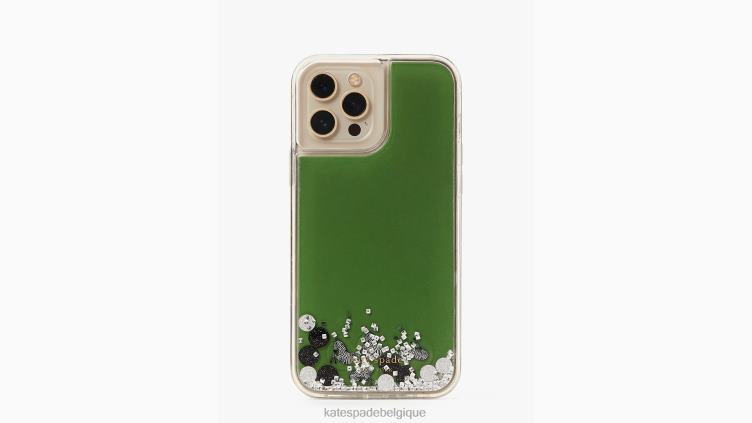 coque iphone 13 pro max à paillettes liquides zèbre Kate Spade femmes accessoires D82881449 noir multicolore