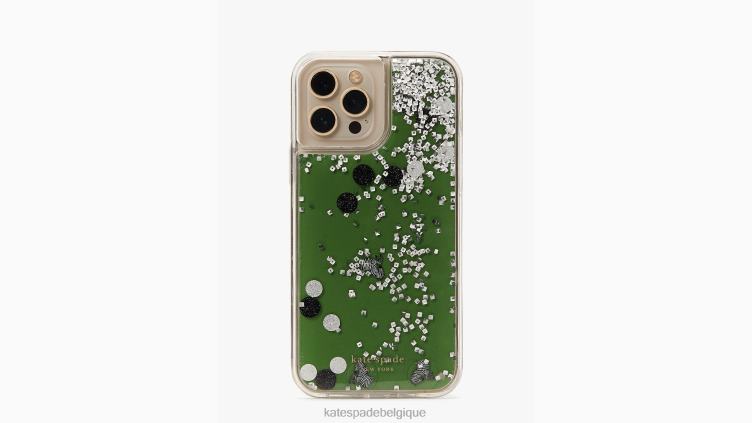 coque iphone 13 pro max à paillettes liquides zèbre Kate Spade femmes accessoires D82881449 noir multicolore