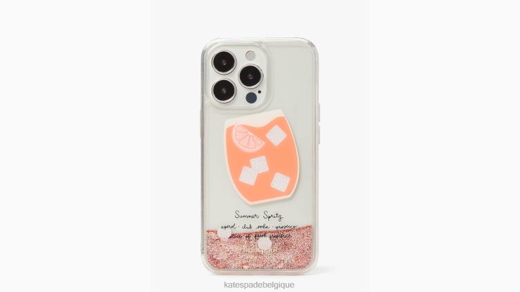 coque iphone 13 pro à paillettes liquides Campari Kate Spade femmes accessoires D82881453 pêche multi