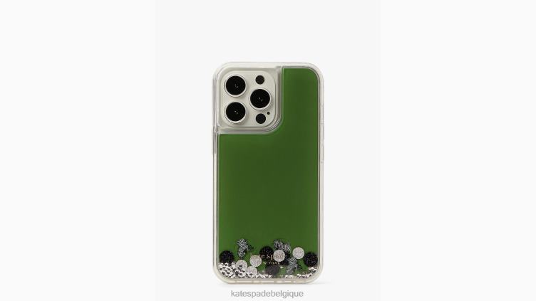 coque iphone 13 pro à paillettes liquides zèbre Kate Spade femmes accessoires D82881464 noir multicolore
