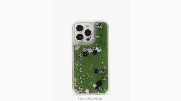 coque iphone 13 pro à paillettes liquides zèbre Kate Spade femmes accessoires D82881464 noir multicolore