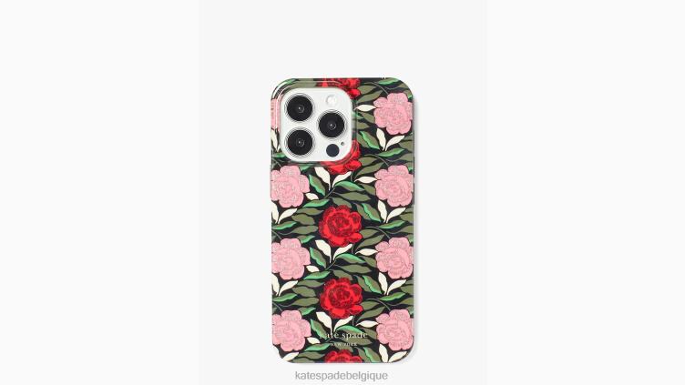 coque iphone 13 pro à paillettes roseraie Kate Spade femmes accessoires D82881439 noir multicolore