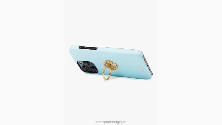 coque iphone 14 pro max avec support en cuir morgan saffiano Kate Spade femmes accessoires D82881277 piscine parfaite