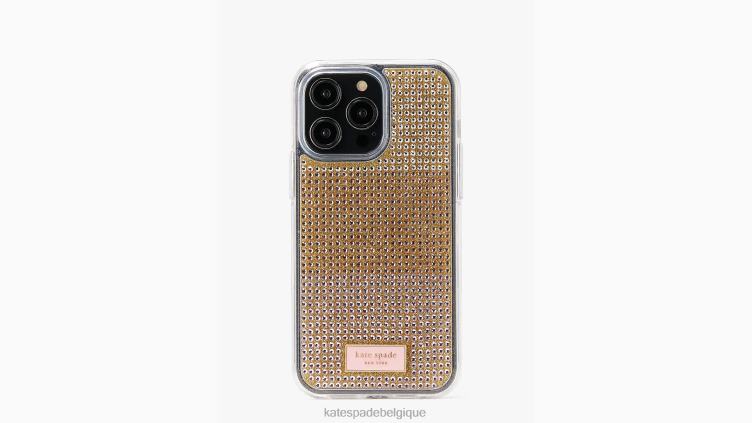coque iphone 14 pro max rock candy en relief avec strass Kate Spade femmes accessoires D82881410 or rose multicolore