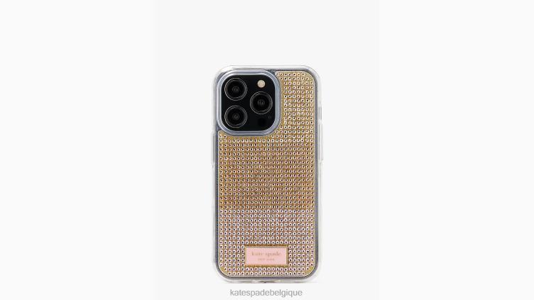 coque iphone 14 pro rock candy en relief avec strass Kate Spade femmes accessoires D82881430 or rose multicolore