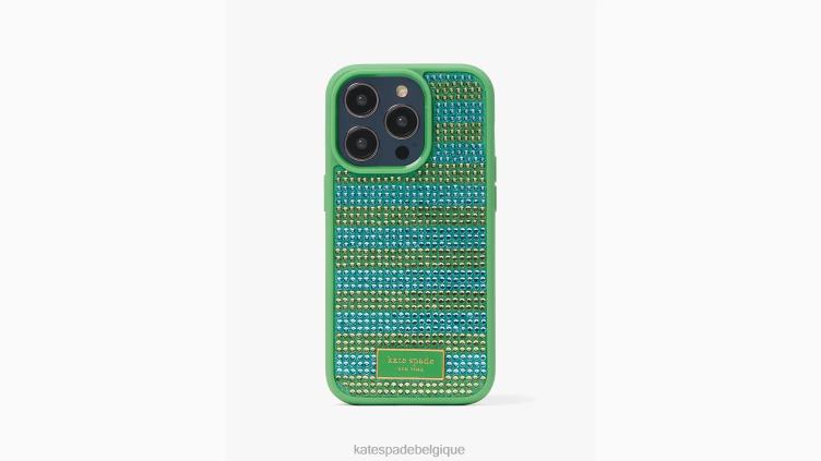 coque iphone 14 pro à sequins rayés bord de mer Kate Spade femmes accessoires D82881274 marée basse multi