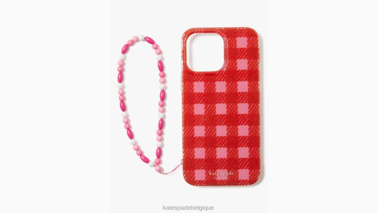 étui avec bracelet pour iphone 14 pro à paillettes vichy sam icon Kate Spade femmes accessoires D82881286 nuage rose multi