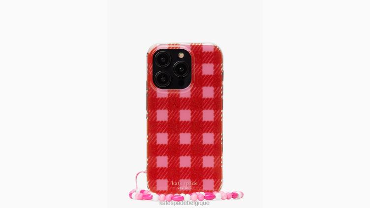 étui avec bracelet pour iphone 14 pro à paillettes vichy sam icon Kate Spade femmes accessoires D82881286 nuage rose multi