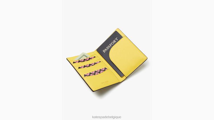 porte-passeport en relief Morgan Lemon Toss Kate Spade femmes accessoires D82881270 parchemin multi