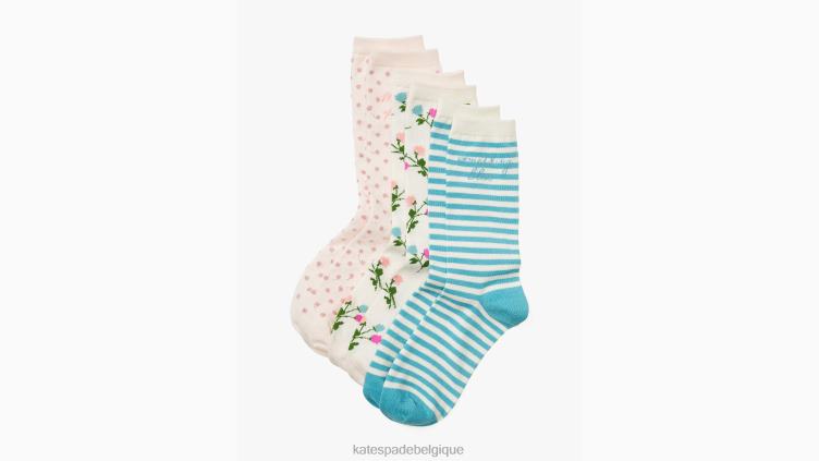 Met My Match - Lot de 3 chaussettes mi-mollet Kate Spade femmes accessoires D82881348 multi
