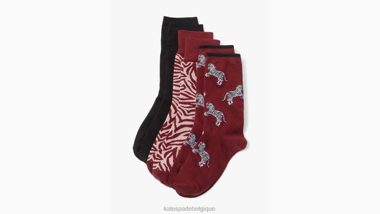 zèbre - lot de 3 paires de chaussettes mi-mollet en boîte Kate Spade femmes accessoires D82881450 multi