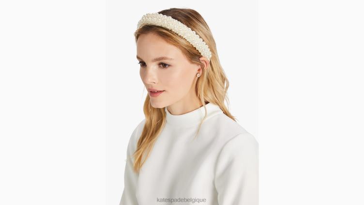 bandeau en satin orné de perles de mariée Kate Spade femmes accessoires D82881310 pavé clair