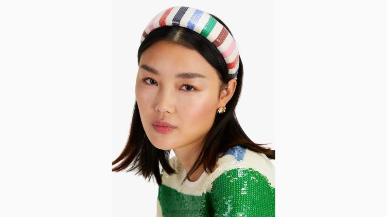 bandeau à sequins à rayures aventure Kate Spade femmes accessoires D82881400 crème mlti