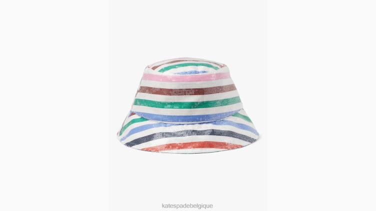 bob à sequins et rayures Adventure Kate Spade femmes accessoires D82881313 crème mlti