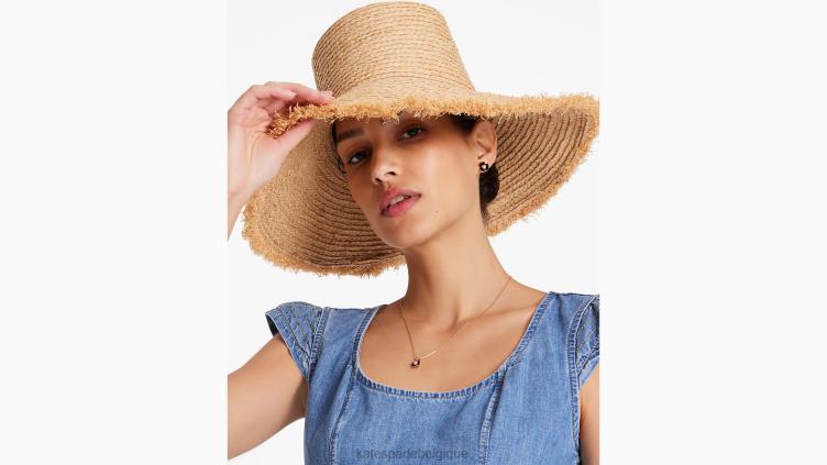 chapeau bob en paille à franges Kate Spade femmes accessoires D82881256 naturel