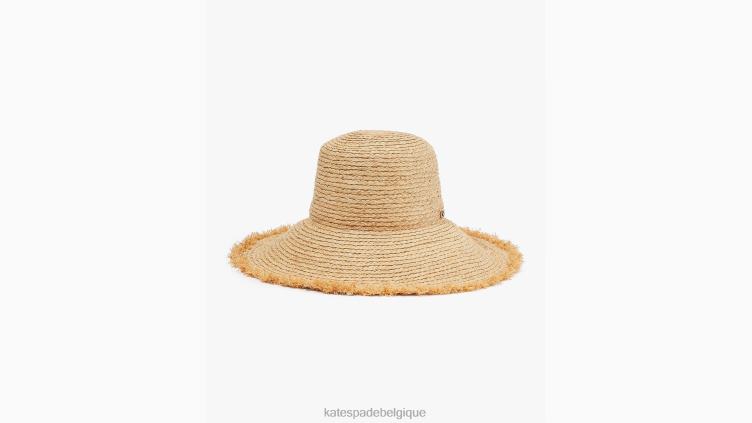 chapeau bob en paille à franges Kate Spade femmes accessoires D82881256 naturel