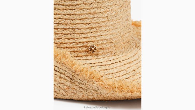 chapeau bob en paille à franges Kate Spade femmes accessoires D82881256 naturel