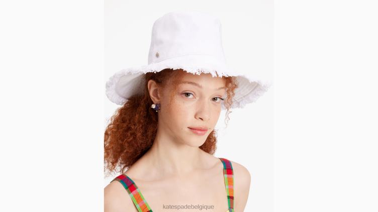chapeau bob à franges et à long bord Kate Spade femmes accessoires D82881257 blanc