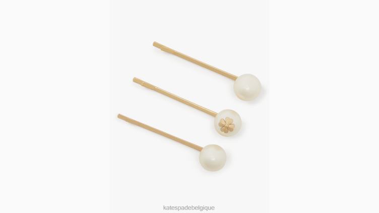 épingles à cheveux perles sur perles Kate Spade femmes accessoires D82881380 crème/or