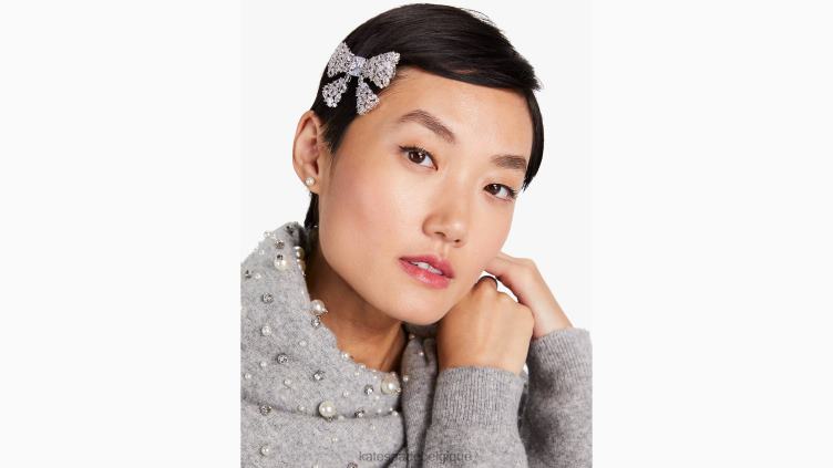 prends une barrette à nœud Kate Spade femmes accessoires D82881455 clair/argent