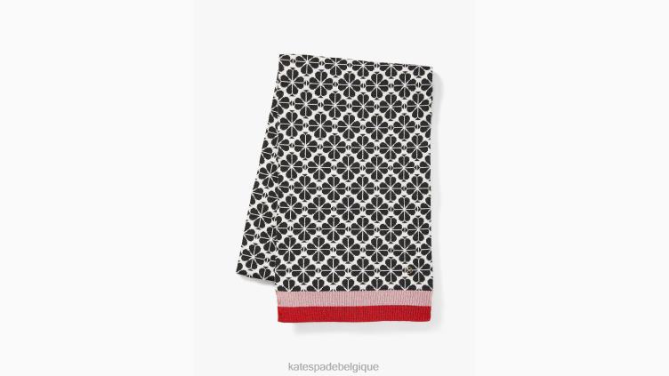 écharpe en maille à rayures fleuries Kate Spade femmes accessoires D82881433 noir