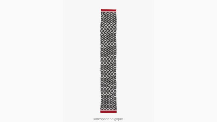 écharpe en maille à rayures fleuries Kate Spade femmes accessoires D82881433 noir