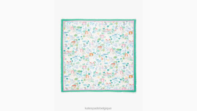 foulard carré de vacances côtières Kate Spade femmes accessoires D82881326 multi