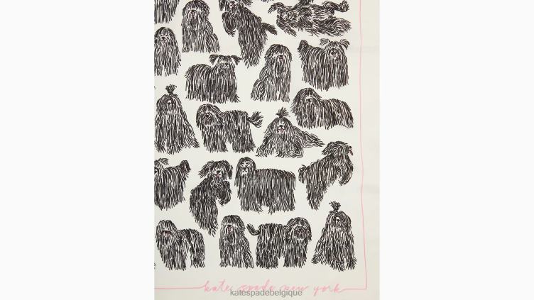 foulard carré en soie best in show Kate Spade femmes accessoires D82881347 noir/crème