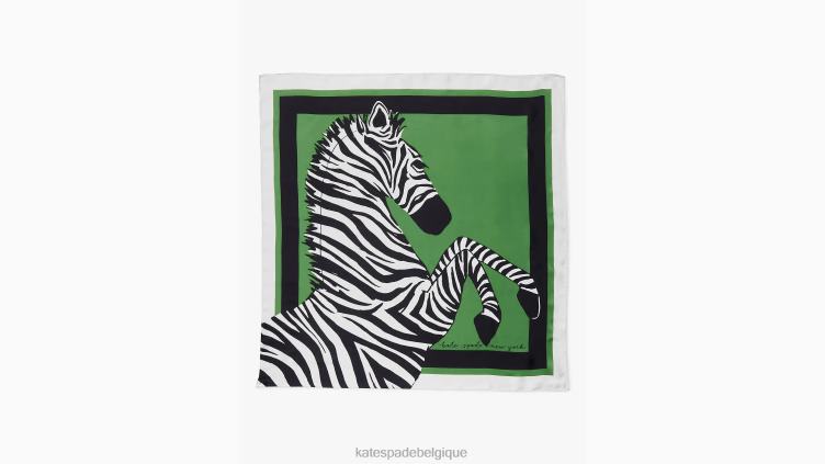 foulard carré en soie zèbre Kate Spade femmes accessoires D82881434 vert amer